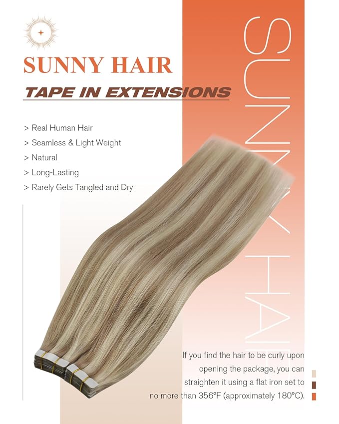 Sunny Hair Tape in Hair Extensions Human Hair, Blonde Hair Extensions Tape in Highlight Blonde Human Hair Tape in Extensions 18 inch 50G