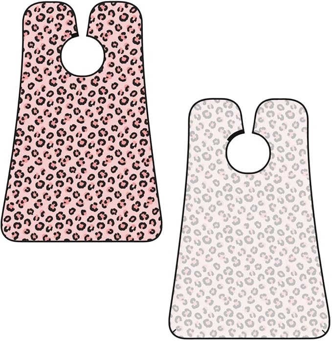 Stretchable Beard Cape, Non-Stick Hair Catcher for Trimming, Waterproof Grooming Apron, Cheetah Leopard Print Floral Pink