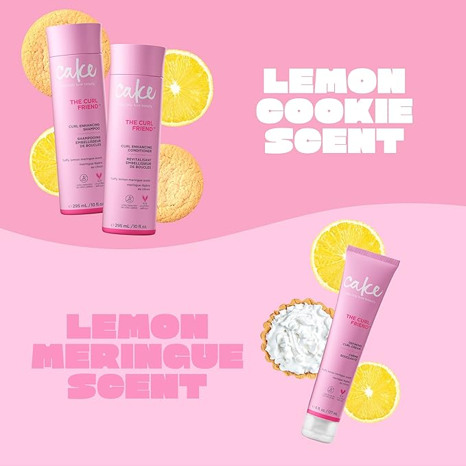 Cake Beauty Curl Friend Curl Defining Shampoo, Conditioner & Cream Set - Avocado & Argan Oil Curly Hair Products - Anti-Frizz, Cruelty Free & Vegan Gift Set