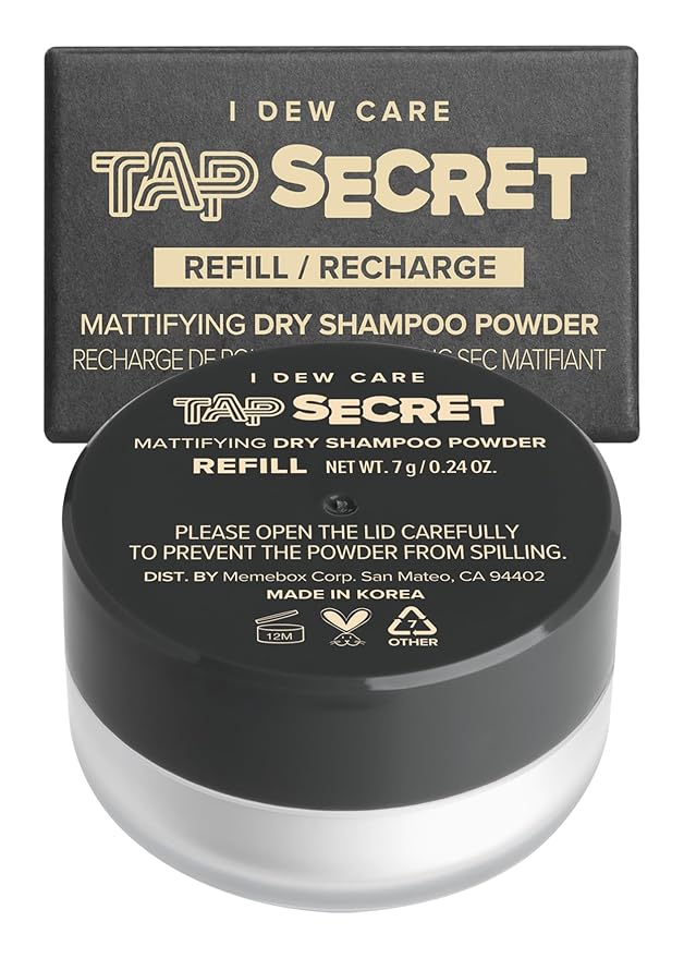 I DEW CARE Tap Secret Dry Shampoo Powder Refill with Biotin | Strengthening & Volumizing, Refillable, Travel size, Non-aerosol, Korean Ginseng, Dry Shampoo for Women, Women Stocking Stuffers, 0.24 Oz