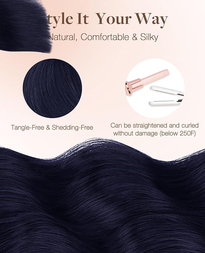 GOO GOO Invisi Edge Tape in Hair Extensions Human Hair, 1G Midnight Black, 20pcs 18inch 50g, Virgin Remy Hair, Seamless Injected Tape, Natural Look