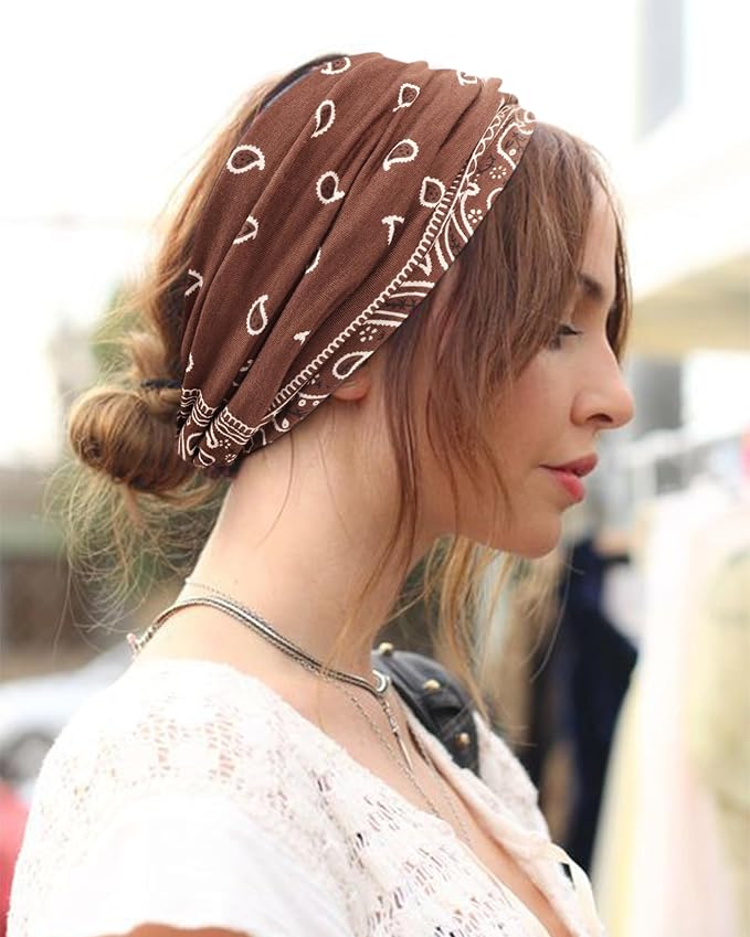 DRESHOW 8 Pack Turban Headbands for Women Wide Vintage Head Wraps Knotted Cute Hair Band Accessories