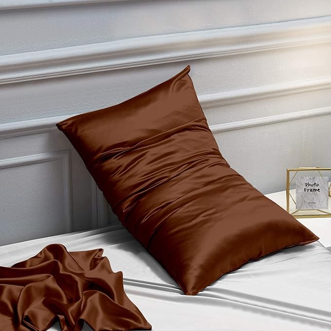 NTBAY Satin Body Pillowcase for Hair and Skin, Luxurious and Silky Pillow case with Envelope Closure, 20x54 Inches, Brown