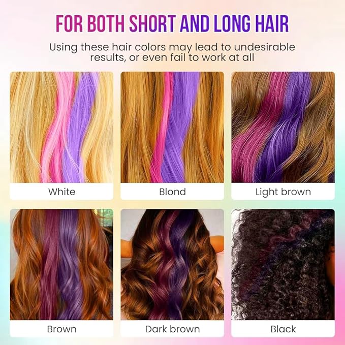 Festive Fun Hair Chalk Combs,2026 NEW Hair Color Comb Temporary Hair Chalk Comb,8/10 Color Washable Hair Chalk Set Hair Chalk Comb Temporary Bright Washable Hair Color Dye (8 Colors)