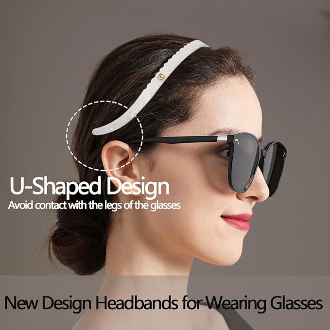 3 Pack Eyewear Headbands for Women,No Headache Non Slip Hair Bands Fashion Thin Headbands(White,Wine Red,Powder Blue)