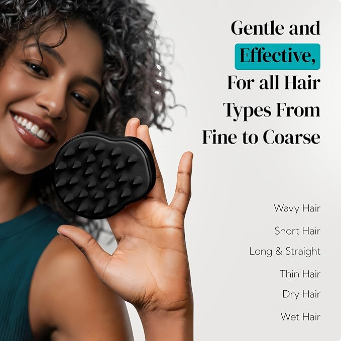 HEETA Hair Scalp Massager Shampoo Brush 2 Pack, Soft Silicone Bristles to Remove Dandruff, Waterproof Hair Scrubber for Both Wet Dry Use, Suitable for Men & Women (Black & Purple)