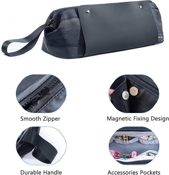 2IN1 Hair Tools Travel Bag with Heat Resistant Mat for Flat Irons, Straighteners, Curling Iron, and Haircare Accessories,Compatible with Revlon One Step Hair Dryer,Revlon Volumizer Hair Dryer Brush