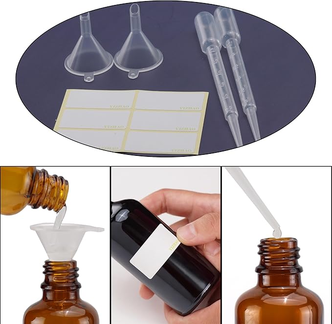 YIZHAO Amber Glass Dropper Bottle 1oz, Tincture Bottles with Glass Dropper, for Essential Oils, Aromatherapy, Cosmetic, Laboratory, Pharmacy, Liquids, Travel –6 Pcs