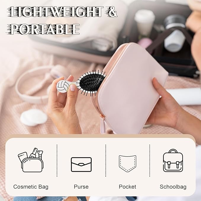 12 Pcs Volleyball Mini Detangler Brush, Mini Travel Hair Brush, Bristles Plastic Detangling Brush,No Tangle Soft Flexible Bristles for Straight, Curly, Thick Hair for Volleyball Team Gift Sport Party