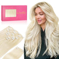 Wennalife Clip in Human Hair Extensions, 18 Inch 150g 9pcs Clip in Hair Extensions Real Human Hair, Platinum Blonde Human Hair Clip in Extensions Remy Human Hair Extensions Clip Ins Double Weft