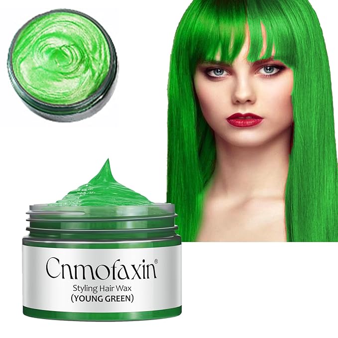 Hair Wax Color,Temporary Green Hair Color Wax,Natural Instant Hairstyle Cream for Kids,Men and Women,Suit for Party,Cosplay,Halloween,Christmas 4.23 oz