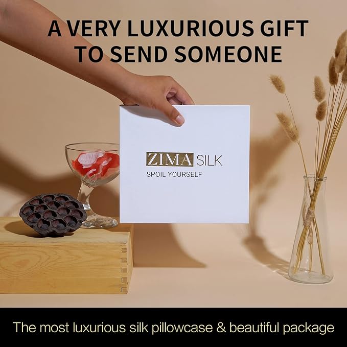 ZIMASILK 25 Momme 100% Pure Mulberry Silk Pillowcase for Hair and Skin Care, Highest Grade 6A Pillow Cases for Women, Long-Lasting Durablity, Gift for Women Men, 1Pc (Standard 20"x26", Ivory)