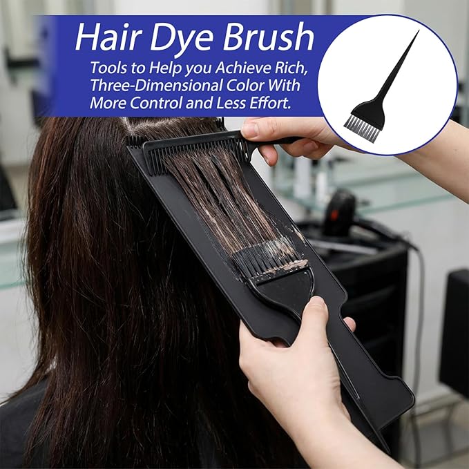 6Pcs Highlighting Board and Highlighting Brush Kit Black Hair Dye Brush Hair Color brush Comb Hairstylist Essentials with Ears Cover for Women Men Hair Dye Salon Home Tools Accessories Must Haves