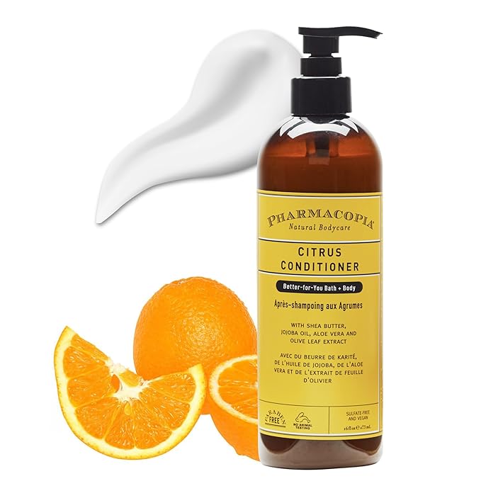 Pharmacopia Citrus Conditioner - Natural Scalp Moisturizer, Vegan & Cruelty-Free Hair Care with Shea Butter, Aloe Vera, Jojoba Oil, and Olive Leaf Extract for Dry Hair Treatment and Detangling, 16 oz
