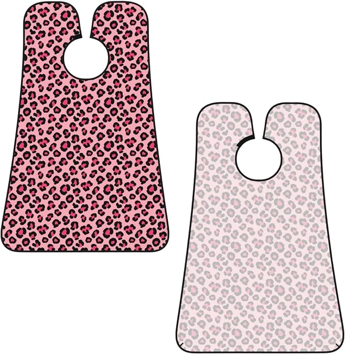 No-Slip Shaving Bib, Beard Grooming Apron with Strong Suction Cups, Cheetah Leopard Print Pink Floral