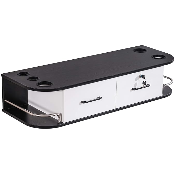 BarberPub Beauty Locking Wall Mount Styling Station Barber Beauty Spa Salon Equipment 6154-5012 (Black&White)