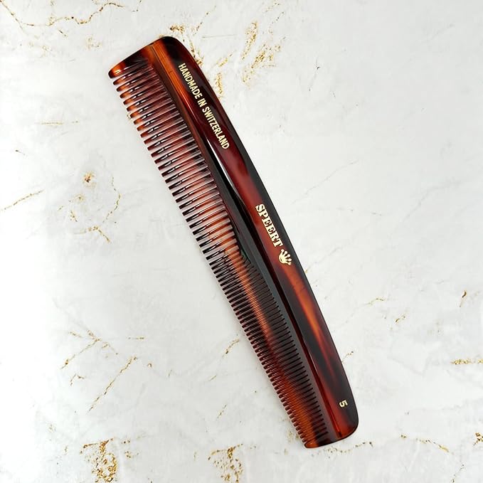 #5 Handmade Wide Narrow Tooth Comb Tortoise Havana Acetate Thick Coarse Curly Thin Fine Straight Hair Detangling Parting Grooming Teasing Styling Hairdresser Barber Hairdressing Wet Dry Pocket