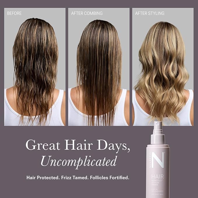 NULASTIN NuProtect Leave In Conditioner Spray - Silicone-Free Heat Protectant, Detangler Spray, Split Ends Hair Treatment & Styling Primer - Color-Safe Formula with 24HR Frizz Control (5 Fl Oz)