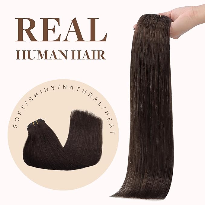 GOO GOO Clip in Hair Extensions Real Human Hair, Remy Human Hair Extensions Clip ins for Women, Natural Human Hair, 22inch 160g 7Pcs, #2A Light Brown