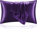 BEDELITE Satin Pillowcase with Zipper, Plum Purple King Size Pillow Cases Set of 2, Super Soft and Cooling Similar to Silk Pillow Cases, Gift for Women Men(20x36 Inches)