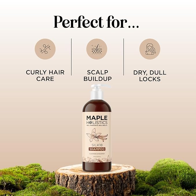 Moisturizing Shampoo for Dry Hair Care - Silk18 Advanced Anti Frizz Ultra Hydrating Shampoo for Color Treated Hair with Silk Amino Acids and Plant Proteins - Sulfate Free Shampoo for Men and Women