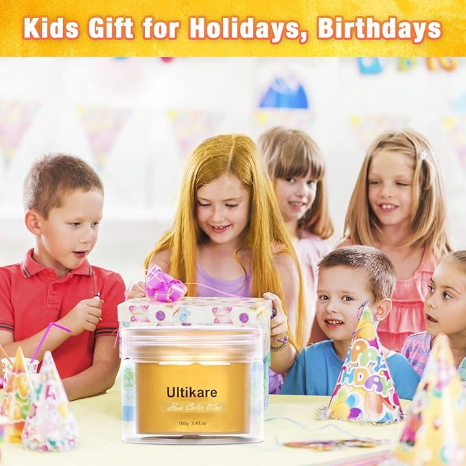 Hair Wax Color Blonde, Ultikare Blonde Hair Dye Temporary for Color Treated Hair Natural Styling Instant kids Mud Cream Gel 3.4 Fl Oz Girl Gifts, Party, Cosplay DIY, Children's Day