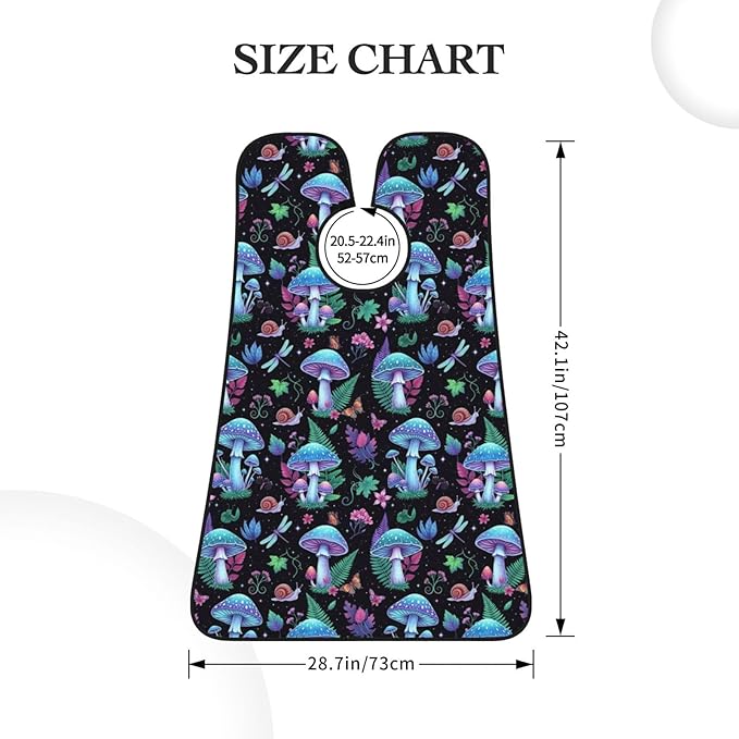 Beard Grooming Cape, Waterproof Hair Catcher for Shaving Trimming, Non-Stick Bib Apron Gifts for Dad Men, Witch Mystery Magic Mushroom Purple Leaf Trippy Mushrooms Shave Bib