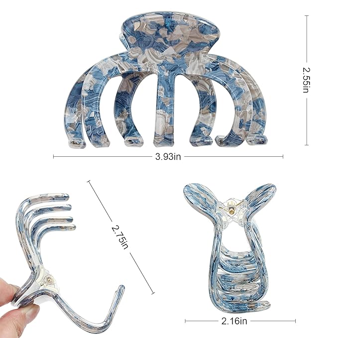 Extra Large Octopus Hair Clips for Women - Ideal Gift Cute & Stylish Claw Clips for Thick Hair, Non-slip Strong Hold Jaw Barrettes Unbreakable Jumbo Octopus Hair Clamps Accessories - 3 PCS