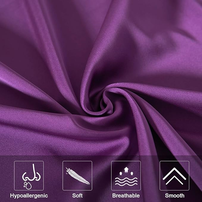 Mulberry Silk Pillowcase for Hair and Skin,Queen Size Cooling Silk Pillow Case with Hidden Zipper,Allergen Proof Dual Sides Soft Breathable Smooth Silk Pillow Cover for Women(Queen,Purple)