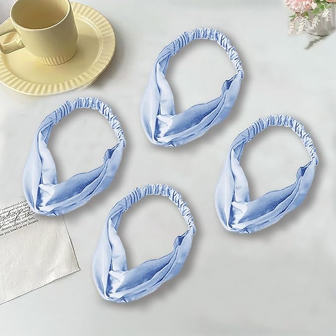4PACK Womens Silk Headband Satin Headbands Silky Hairband Wide Head Bands Hair Wrap Fashion Hairbands Accessories