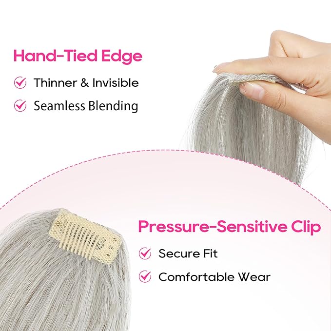 REECHO Clip in Hair Volumizer, 2PCS 6 inch Short Thick Clip in Hairpieces Adding Extra Volume Hair Extensions for Women (Grey)