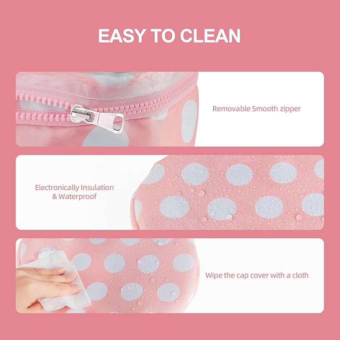Electric Hair Steamer Cap, Hair Care Hat Heating Cap with 2 Mode Temperature Control, Removable & Washable for Hair Spa Home Thermal - Pink & White