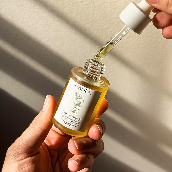 HADEA Cyperus Rotundus Oil to Reduce Hair Growth 100% Organic High-Potency Steam Distilled Cyprus Nutgrass Cypress Inhibitor | Cypress Rotundus Oil For Pcos, Hirsutism, Any Unwanted Hair 30ml