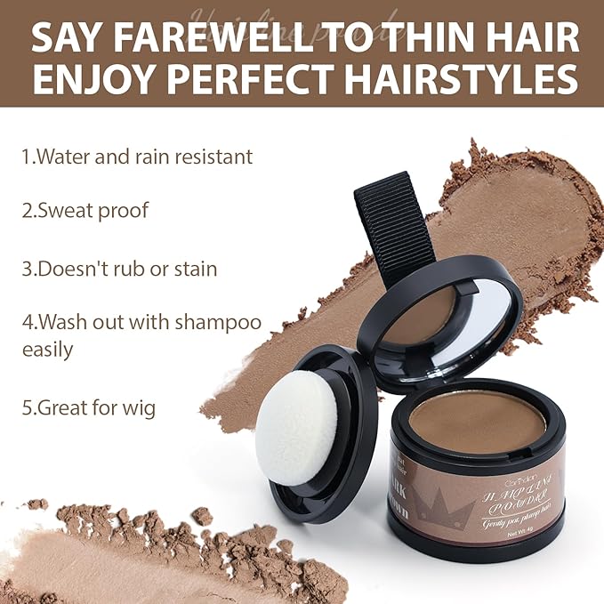 2 Pack Hairline Powder for Women and Men, Used to Root Touch Up Hair Color, Thinning and Gray Hair Coverage and Bald Spots Coverage, Brown