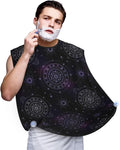 Beard Shaving Cape with Suction Cups, Sacred Geometric Symbol Purple Space Galaxy Stars Mystic Sun Moon Shave Bib, Non-Stick Waterproof Hair Catcher, Grooming Bib for Men Husband
