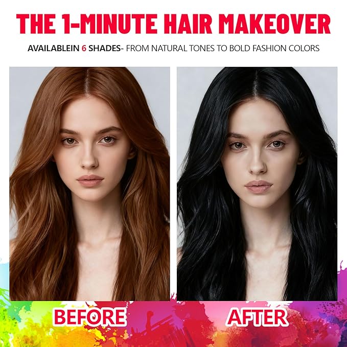 Black Temporary Hair Color Spray - Washable & Natural One-Time Use Hair Wax for Women & Kids & Adults - Strong Hold for Halloween, Cosplay, Party, Washes Out Easily