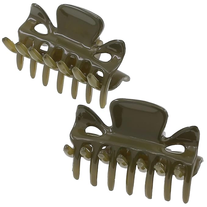 Camila Paris CP3510 French Hair Clip for Women, 1.5 inch Set of 2 Green Girls Hair Claw Clips Jaw Fashion Durable Styling Hair Accessories for Women, Strong Hold No Slip Grip, Made in France