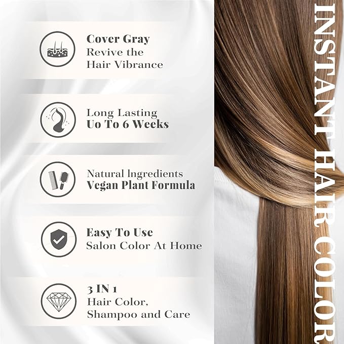 Hair Dye Shampoo 3-in-1 Vegan Color for Gray Hair - Ammonia-Free for Men & Women – Beard & Hair Coloring – Instant Gray Coverage Champú Para Canas Mujer & Hombre (BURGUNDY WINE RED)