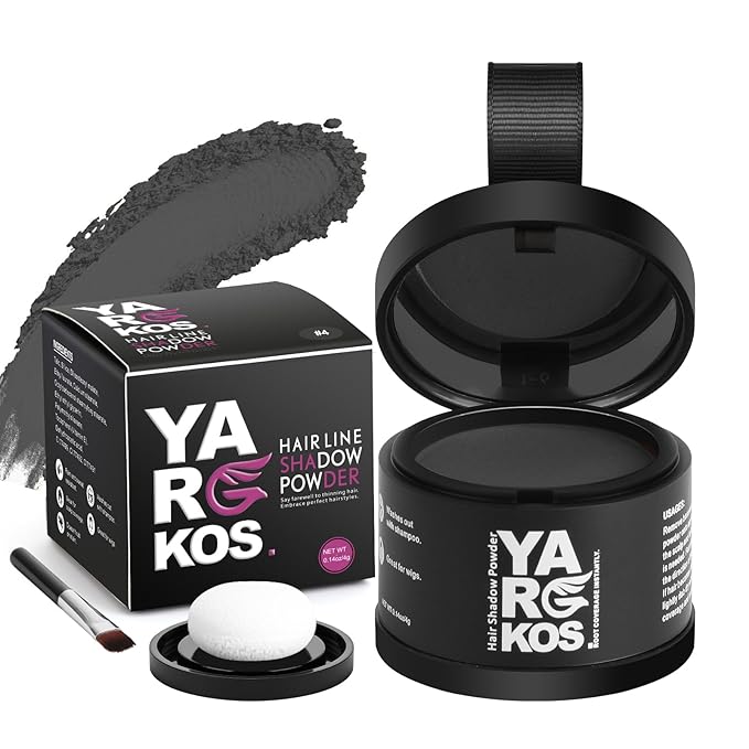 Hairline Shadow Powder, Dark Gray, Root Touch Up Powder for Instantly Gray Hair Cover Up, Women Color Root Coverage for Thinning Grey, Mens Roots Concealer for Hair Loss Beard Line, #4