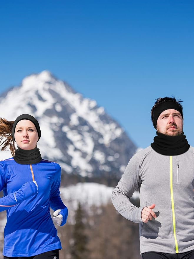 SATINIOR 6 Pieces Ear Warmer Headband Warmer Face Mask Fleece Neck Gaiter Touch Screen Winter Knit Gloves for Men and Women