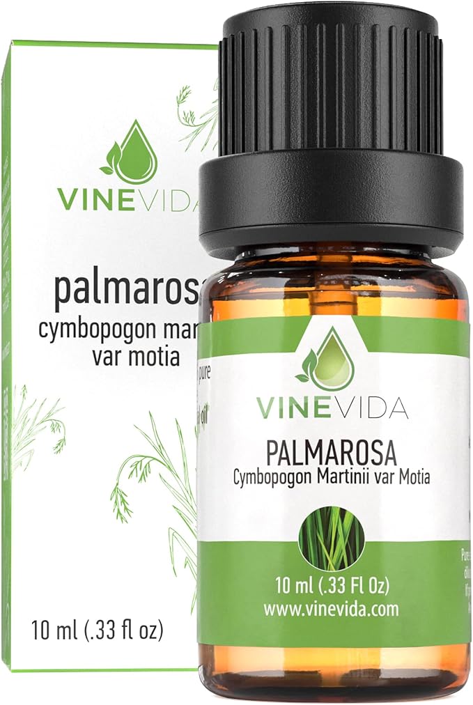 VINEVIDA Palmarosa Essential Oil 10 mL - Undiluted Candle Scent DIY Scents for Candlemaking Soap Making Safe Skin, Pack of 1,0.33 Fl Oz,10 milliliters