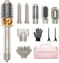 8-in-1 Dual Voltage Hot Air Styler & Hair Dryer Brush for Fast Drying, Frizz-Free Styling, with Straightener & Curler, 110,000 RPM, Includes Travel Bag