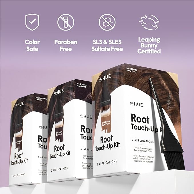 dpHUE Root Touch-Up Kit, Dark Blonde - Permanent Hair Color for Gray Coverage - Includes Two Applications - Paraben, SLS & SLES Sulfate Free - Leaping Bunny Certified