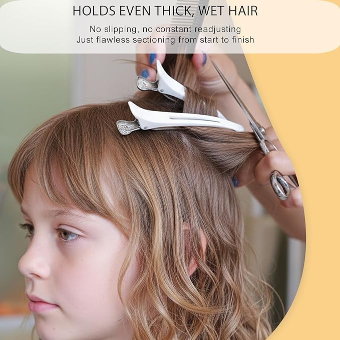 20 PCS Duckbill Hair Clips for Sectioning - 4.3” Professional Non-Slip Hair Clamps with Silicone Band, Gentle No-Mark Hold for Thick Hair, Styling & Coloring, Salon Hairdressing Accessories