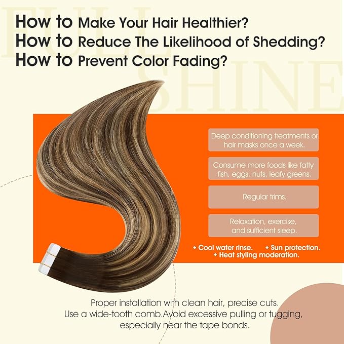 Full Shine Hair Extensions Human Hair Color 4 Medium Brown Ombre 24 Blonde And 4 Brown 20Inch Tape in Hair Extensions 100G Straight Remy Skin Weft 40Pcs Brazilian Extension
