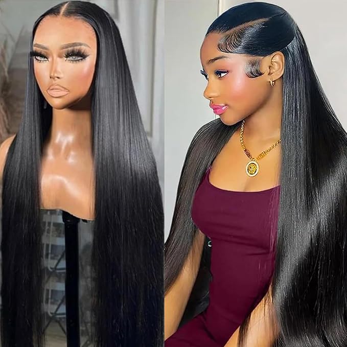 Lemoda 13x6 Straight Lace Front Wigs Human Hair 180% Density 13x6 HD Transparent Lace Front Wig Pre Plucked 15A Brazilian Virgin Glueless Human Hair Wigs for Women 32 Inch