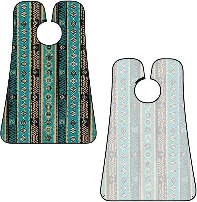 Strong Suction Cup Beard Grooming Bib, Non-Stick Hair Catcher, Waterproof, for Shaving, Tribal Navajo Aztec Geometric Ethnic Pattern