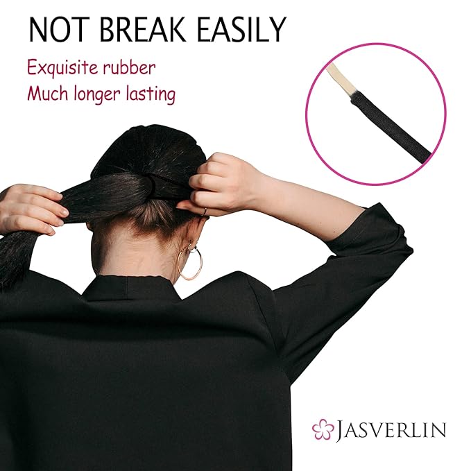 Hair Ties Brown Nylon Hair Rubber Bands for Women Girls Fine Medium Beauty Hair Elastics, Skinny Ponytail Holder Snag Free No Damage No Breakage 2mm 80 Pcs JASVERLIN (Light Ash Brown)