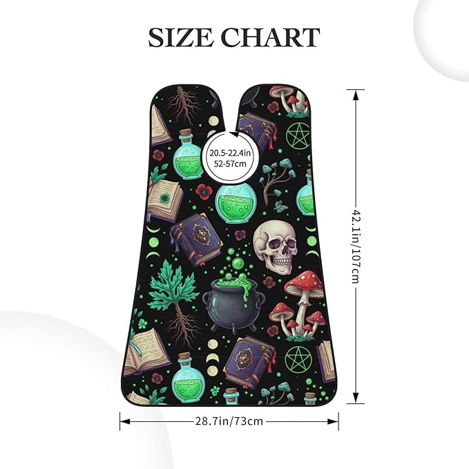 Beard Bib Apron for Men Shaving, Waterproof Non-Stick Hair Catcher with Suction Cups, Grooming Essential for Dad Husband, Witch Witchy Mushroom Skull Goth Gothic Black Shave Bib