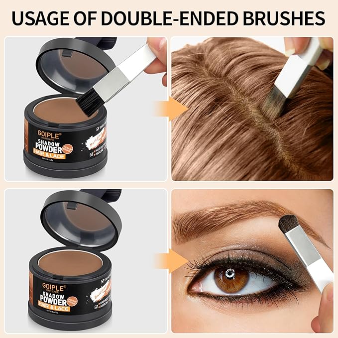 Root Cover Up Powder for Women - Medium Brown Hairline Powder for Bald Spots, Eyebrows, Beard Line, Light-Blonde Hair Fibers for Thinning Hair Shadow Powder 2 Pack